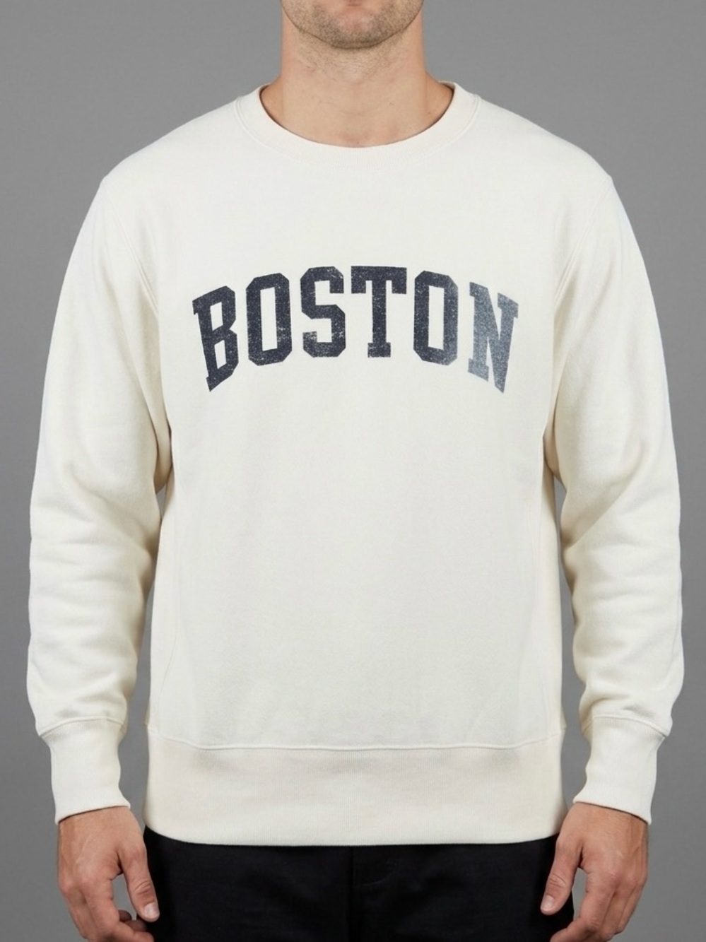 Champion Reverse Weave Boston Crewneck Sweatshirt White Men's Medium M